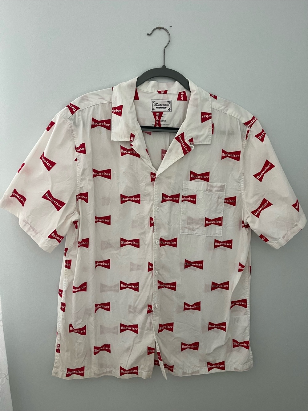 Budweiser White Shirt with Red Logo Print - Men